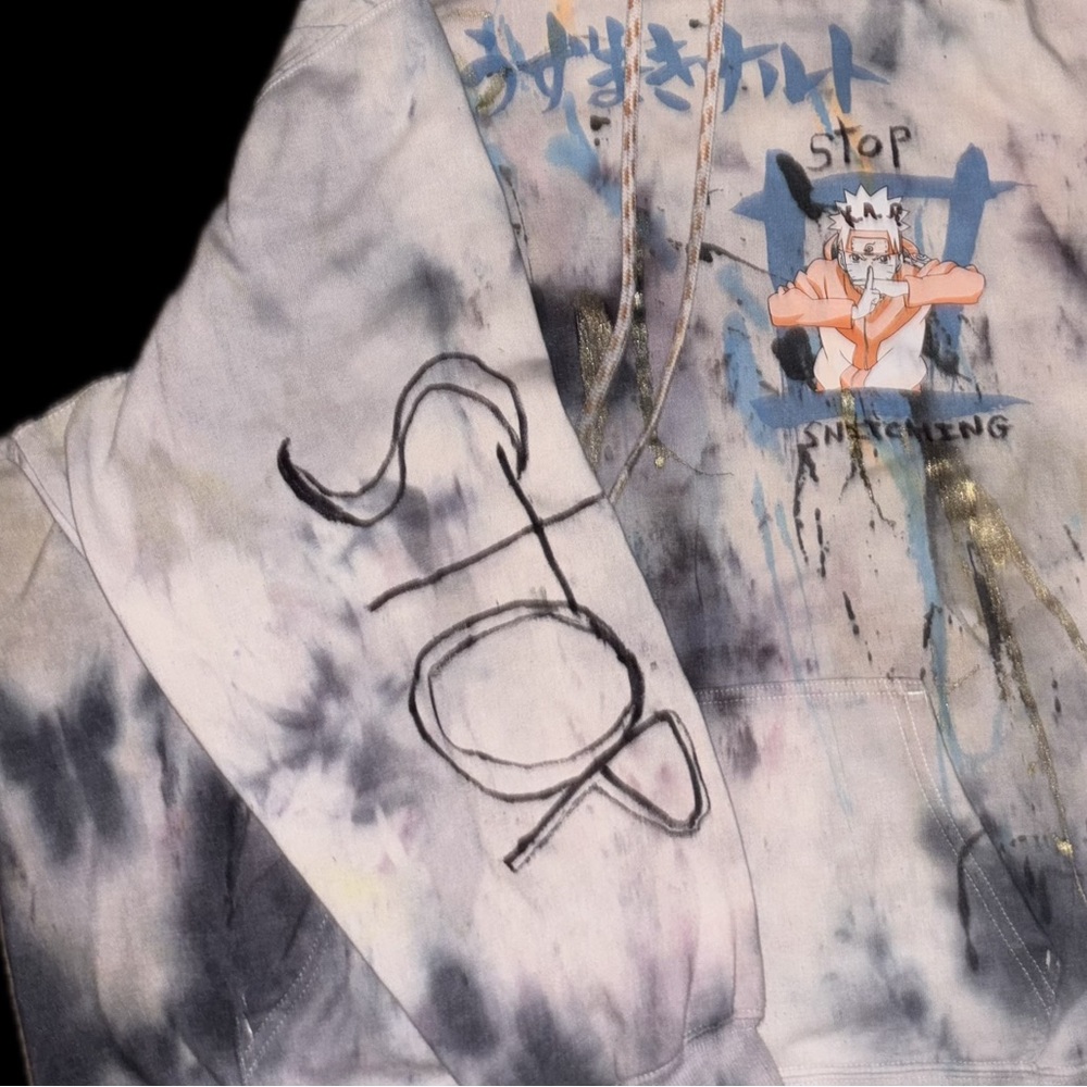 Hoody japanese 🆕 stop snitching anime oversized xl (xxl) hoodie NWOT TIE dye - Picture 12 of 17